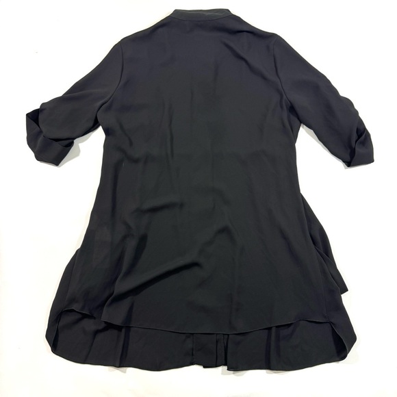 Joseph Ribkoff Button Front Blouse Black Semi Sheer Mock Neck - Picture 2 of 7